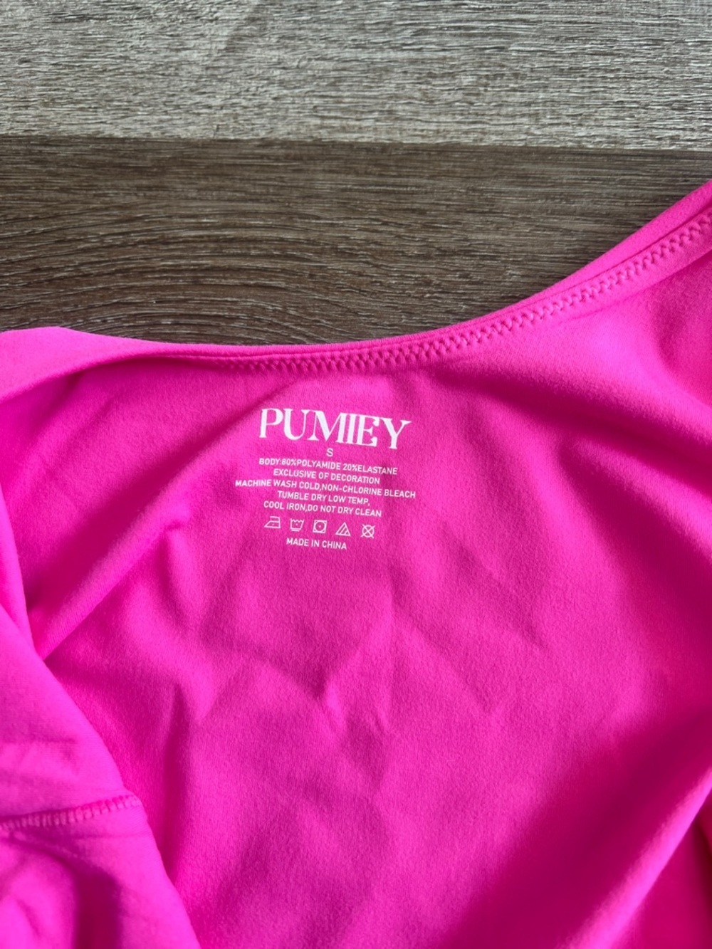 (12) NWT Pumiey Hot Pink Scoop-Neck Bodysuit - Picture 3 of 3